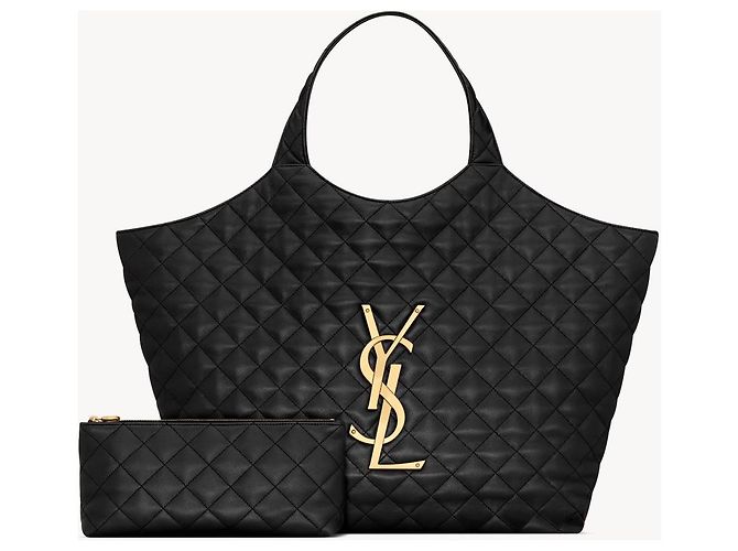 Saint Laurent BOLSA DE COMPRAS MAXI ICARE EM COURO DE CORDERO QUILTED Preto - vista 3