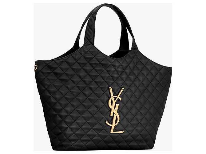 Saint Laurent BOLSA DE COMPRAS MAXI ICARE EM COURO DE CORDERO QUILTED Preto - vista 7