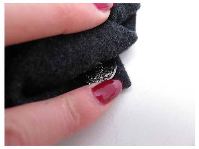 NUEVO ABRIGO CHANEL DE DOBLE BOTONADURA M 38 PIEL DE CONEJO CACHEMIRA Gris antracita - vista 10