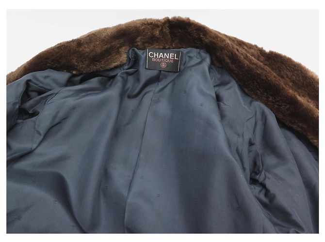 NUEVO ABRIGO CHANEL DE DOBLE BOTONADURA M 38 PIEL DE CONEJO CACHEMIRA Gris antracita - vista 5
