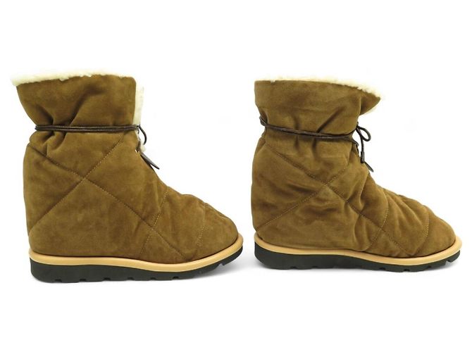 Stivaletti Louis Vuitton Suede Marrone Monogramma Shearling Cammello - vista 3