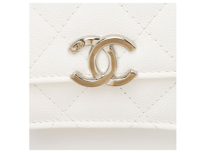 Gabrielle Chanel Clutch Coco in pelle caviar con catena Bianco - vista 10
