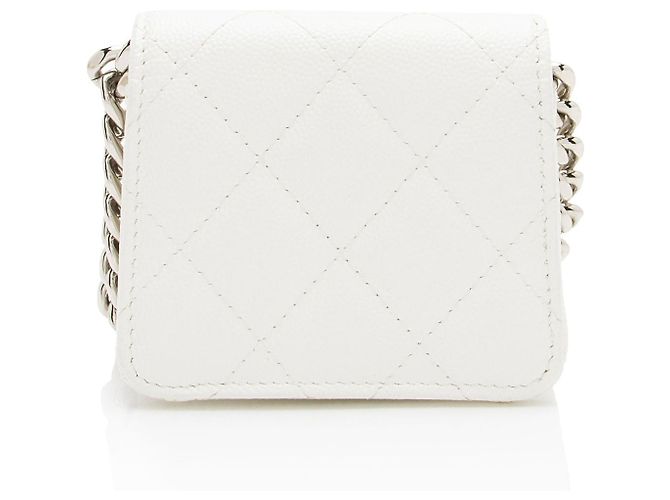 Gabrielle Chanel Clutch Coco in pelle caviar con catena Bianco - vista 3