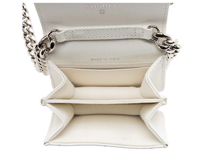 Gabrielle Chanel Clutch Coco in pelle caviar con catena Bianco - vista 7