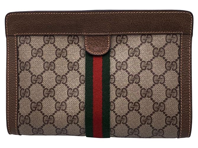 Borsa a mano in tessuto vintage Gucci Ophidia Marrone Beige - vista 3