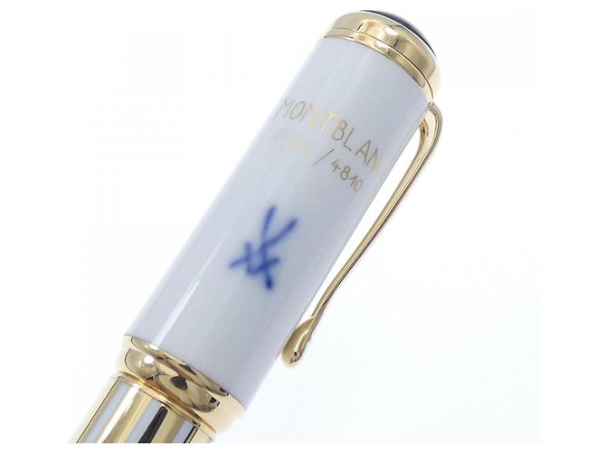 Pluma fuente Montblanc Marquise de Pompadour Au750 Blanco Dorado - vista 5