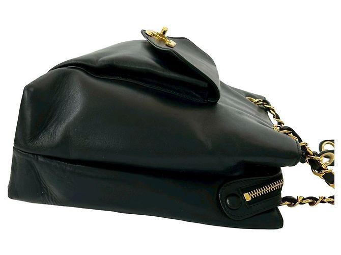 Timeless Borsa a tracolla in pelle di agnello Chanel Coco Mark Nero - vista 6