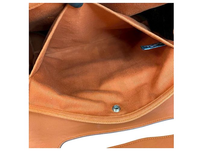 Hermès HERMES Valparaiso MM Borsa in pelle Canvas Chevron Arancione - vista 10