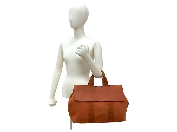 Hermès HERMES Valparaiso MM Borsa in pelle Canvas Chevron Arancione - vista 2