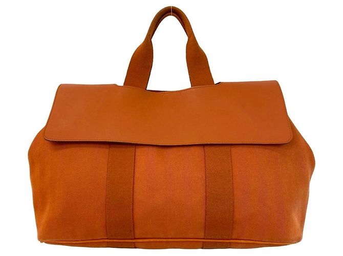 Hermès HERMES Valparaiso MM Borsa in pelle Canvas Chevron Arancione - vista 3