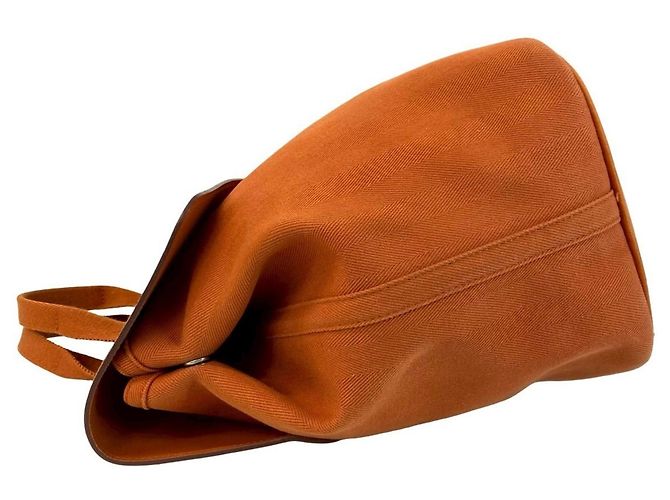 Hermès HERMES Valparaiso MM Borsa in pelle Canvas Chevron Arancione - vista 5