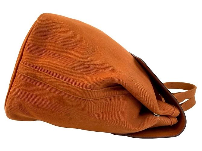 Hermès HERMES Valparaiso MM Borsa in pelle Canvas Chevron Arancione - vista 6