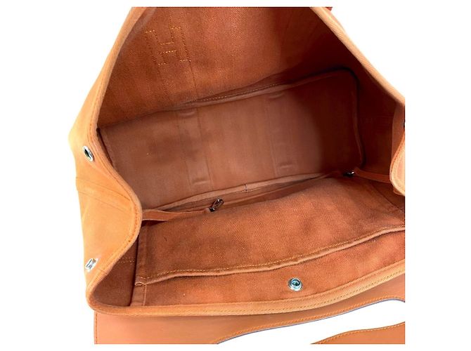 Hermès HERMES Valparaiso MM Borsa in pelle Canvas Chevron Arancione - vista 9