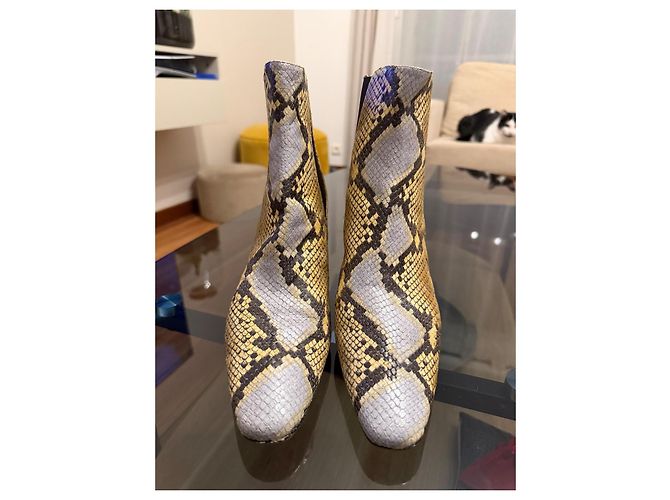 Botas Tory Burch estampado serpiente piel crema - vista 3