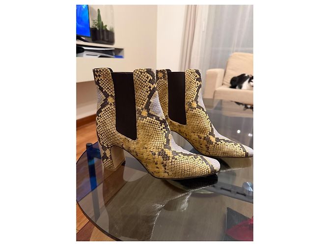 Botas Tory Burch estampado serpiente piel crema - vista 4