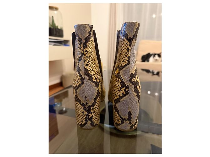 Botas Tory Burch estampado serpiente piel crema - vista 6