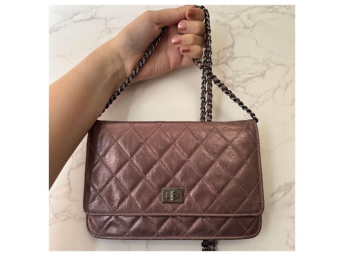 Chanel 2.55 WOC rosa metallico - vista 5