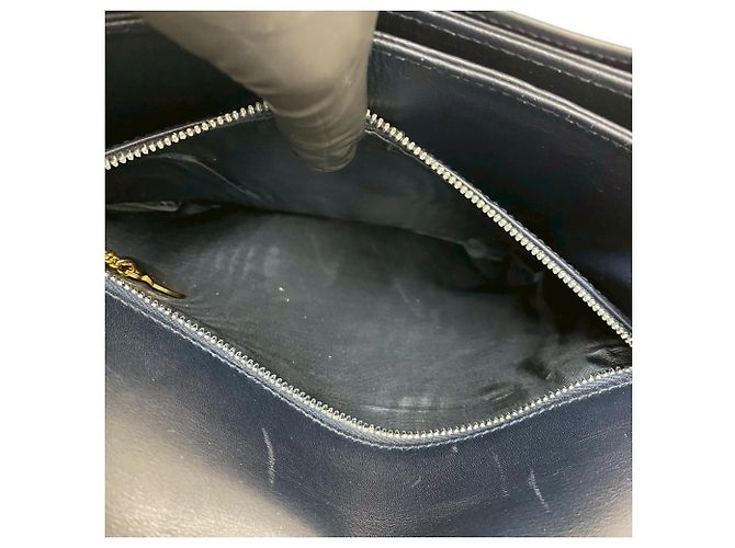 Céline Borsa a spalla in pelle blu navy Celine - vista 10