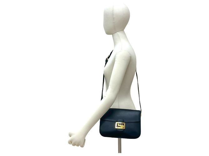 Céline Borsa a spalla in pelle blu navy Celine - vista 2