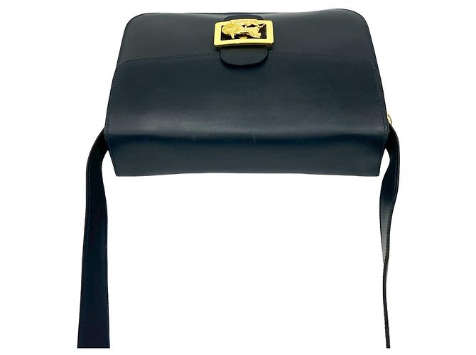 Céline Borsa a spalla in pelle blu navy Celine - vista 4
