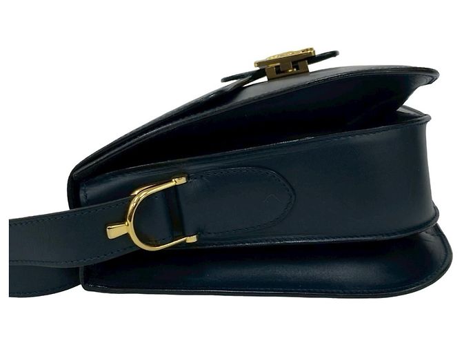 Céline Borsa a spalla in pelle blu navy Celine - vista 5