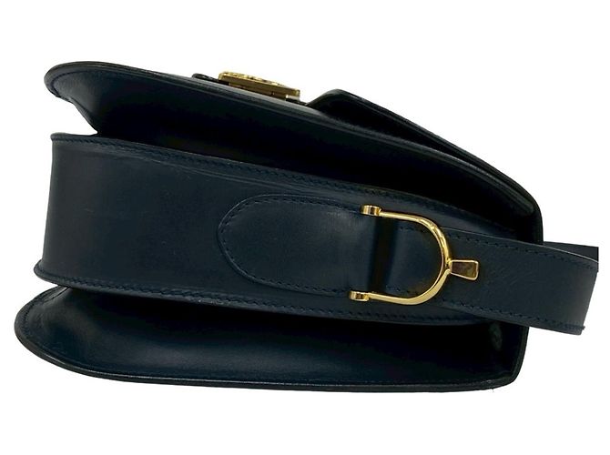 Céline Borsa a spalla in pelle blu navy Celine - vista 6