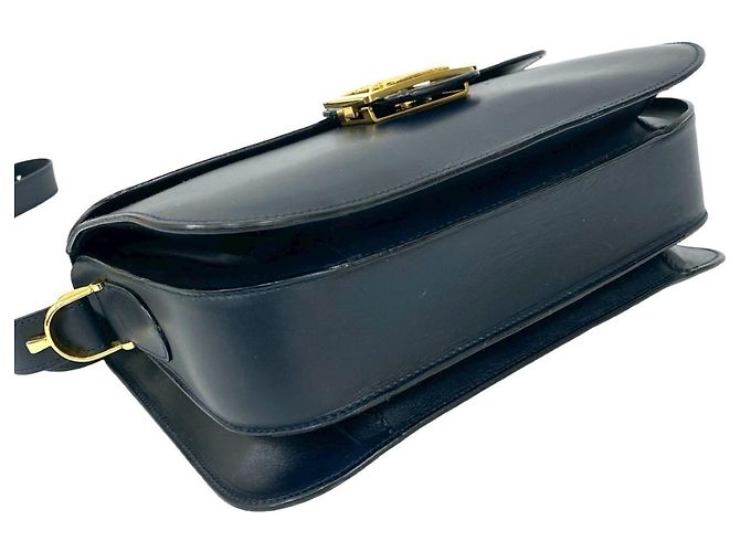 Céline Borsa a spalla in pelle blu navy Celine - vista 7