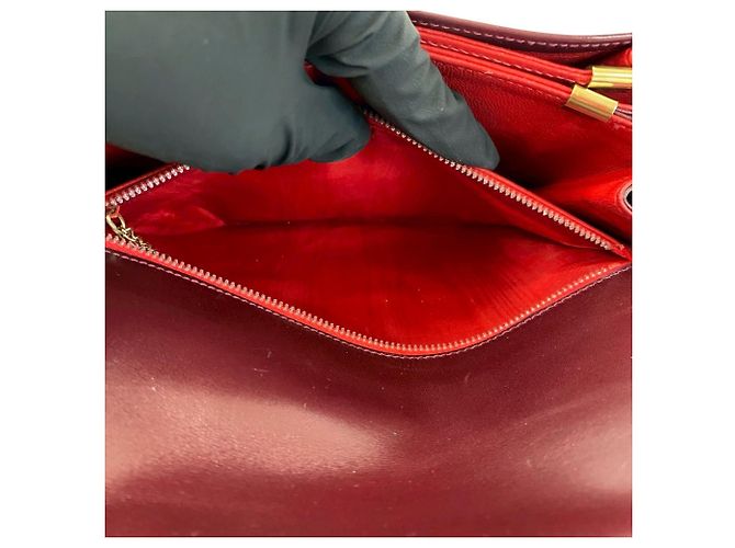 Céline Borsa semi-spalla in pelle di vitello Celine Rosso Bordò - vista 10