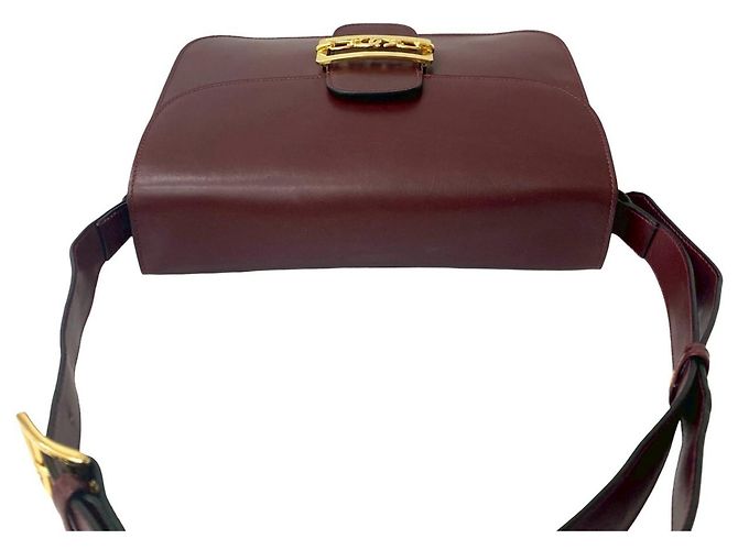 Céline Borsa semi-spalla in pelle di vitello Celine Rosso Bordò - vista 4
