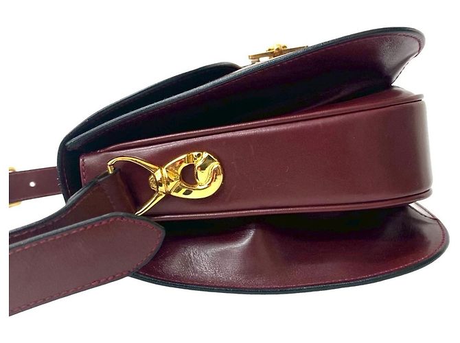 Céline Borsa semi-spalla in pelle di vitello Celine Rosso Bordò - vista 5