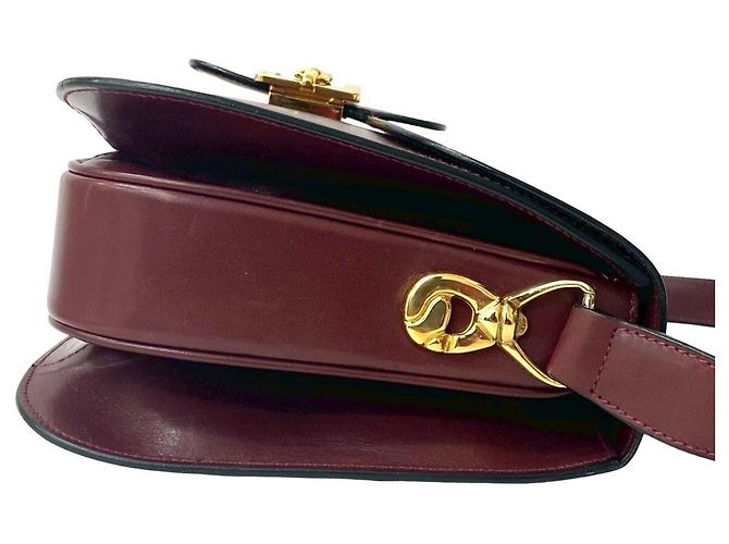 Céline Borsa semi-spalla in pelle di vitello Celine Rosso Bordò - vista 6