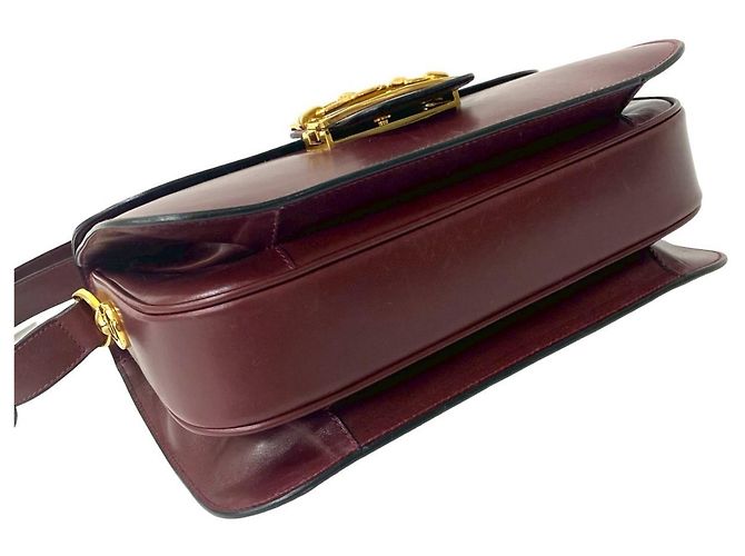 Céline Borsa semi-spalla in pelle di vitello Celine Rosso Bordò - vista 7