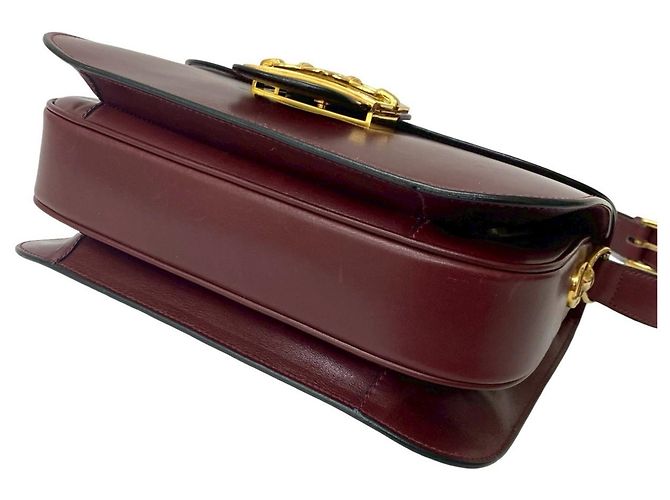 Céline Borsa semi-spalla in pelle di vitello Celine Rosso Bordò - vista 8