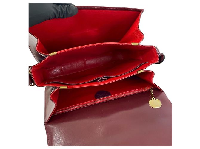 Céline Borsa semi-spalla in pelle di vitello Celine Rosso Bordò - vista 9