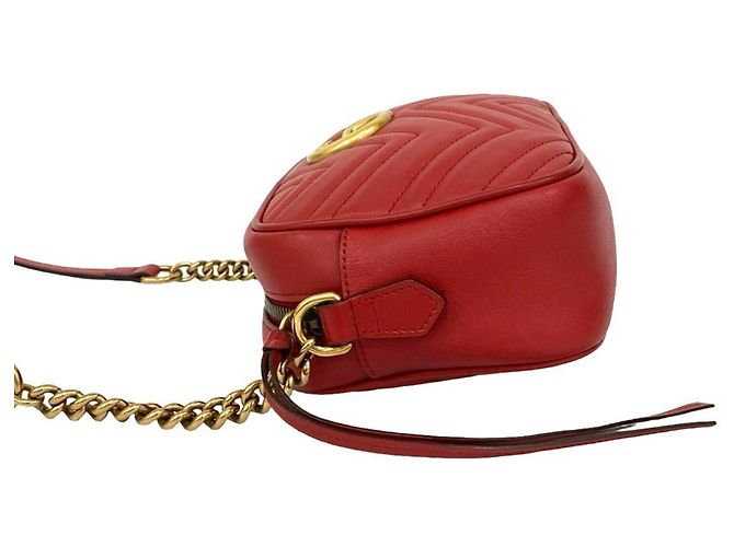 Borsa a spalla mini in pelle trapuntata GG Marmont di Gucci Rosso - vista 5
