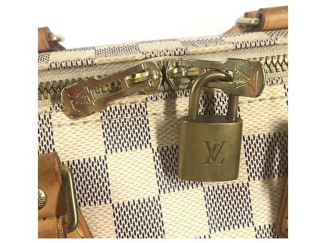 Borsa Speedy Bandoulière 25 Damier Azur di Louis Vuitton Bianco - vista 11