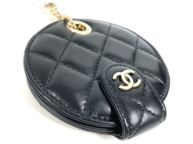 Chanel Matelassé Leder-Schlüsselanhänger Schwarz - Ansicht 3