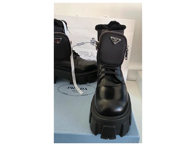 PRADA Monolith de cuero cepillado con bolso Negro - vista 3