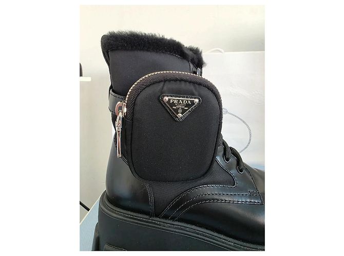 PRADA Monolith de cuero cepillado con bolso Negro - vista 7