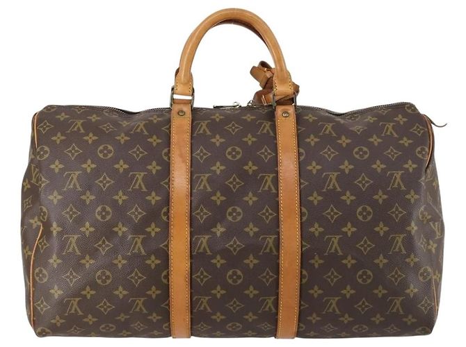 Borsa Keepall Louis Vuitton in tela Monogram 55 Marrone - vista 2