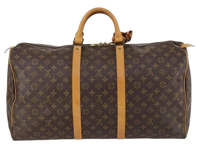 Borsa Keepall Louis Vuitton in tela Monogram 55 Marrone - vista 2
