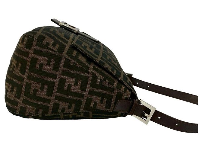 Borsa semi-a-spalla FENDI Mamma Bucket Zucca FF Marrone - vista 6