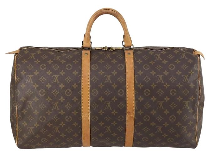 Borsa Keepall Louis Vuitton in tela Monogram 55 Marrone - vista 2