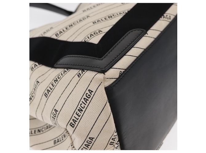 Borsa a mano BALENCIAGA in tela bianca e nera 339933 Auth bs33110 Nero Bianco - vista 10