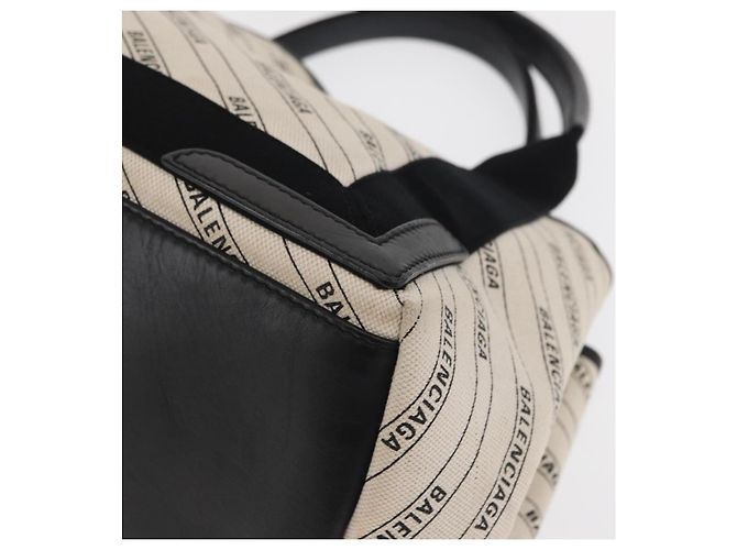 Borsa a mano BALENCIAGA in tela bianca e nera 339933 Auth bs33110 Nero Bianco - vista 11