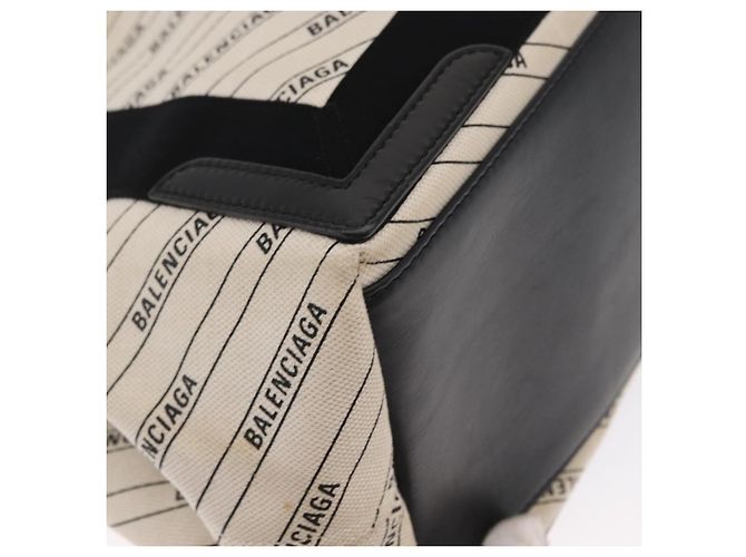 Borsa a mano BALENCIAGA in tela bianca e nera 339933 Auth bs33110 Nero Bianco - vista 12