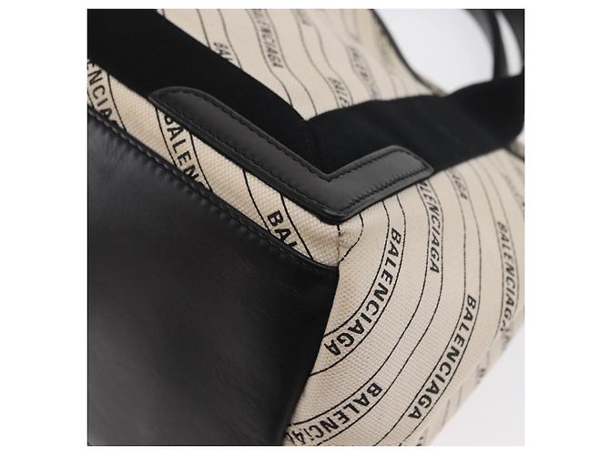 Borsa a mano BALENCIAGA in tela bianca e nera 339933 Auth bs33110 Nero Bianco - vista 13