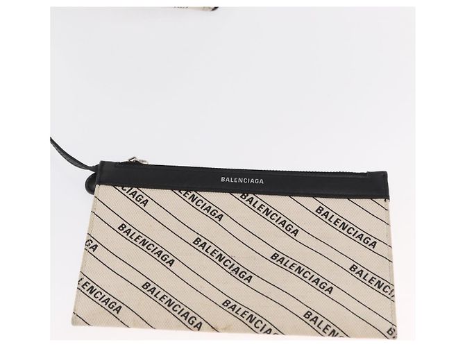 Borsa a mano BALENCIAGA in tela bianca e nera 339933 Auth bs33110 Nero Bianco - vista 19