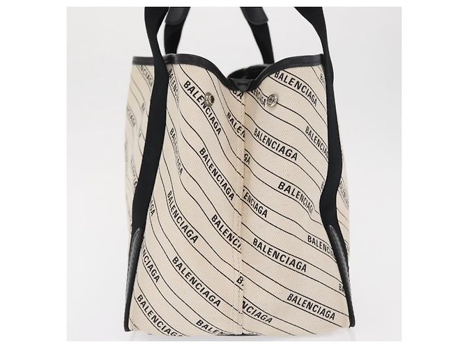 Borsa a mano BALENCIAGA in tela bianca e nera 339933 Auth bs33110 Nero Bianco - vista 4