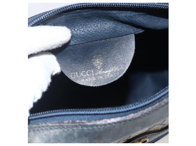 Borsa a Spalla Gucci GG Supreme Sherry Line PVC Blu Navy Oro Auth ep13194 D'oro - vista 15